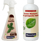 חבילה לניקוי הפרקט עץ בגמר שמן בלנשון (BLANCHON) סבון, שמן תחזוקה